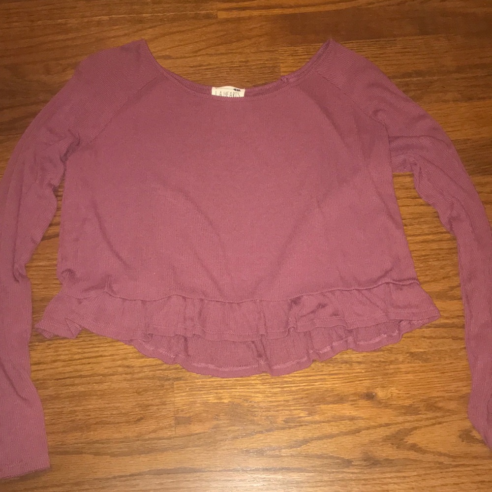 LA Hearts long sleeve ruffle shirt, worn once